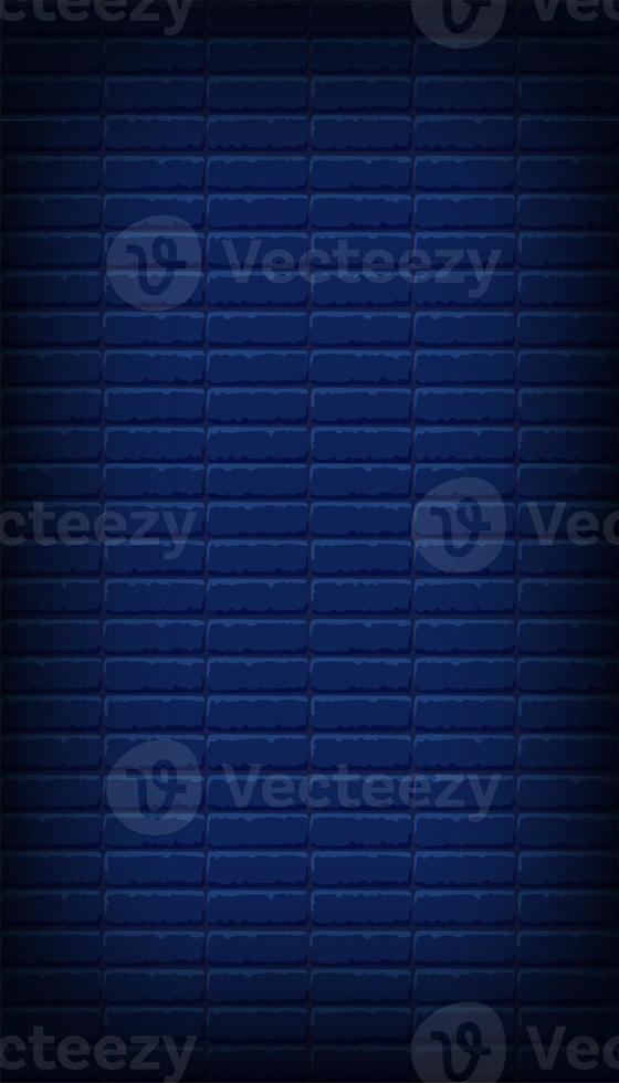 Nightly dark blue brick wall. Vector vertical background for neon lights or text, brickwork texture. photo