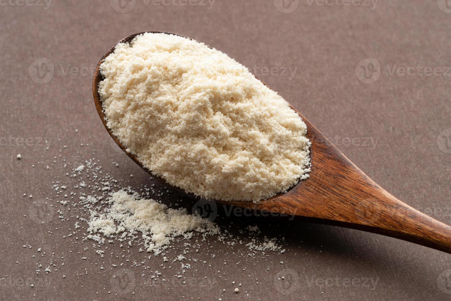 Whey Protein Powder on a Wood Spoon photo