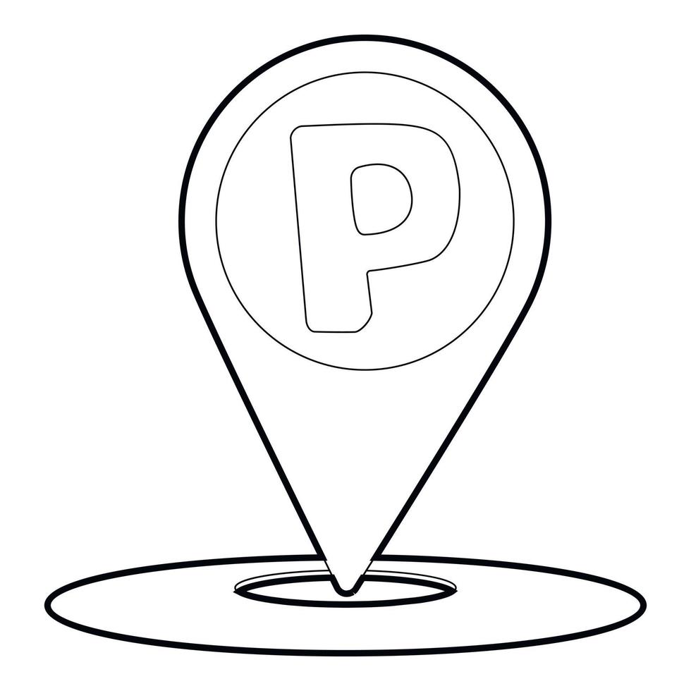 Map pointer with car parking sign icon vector