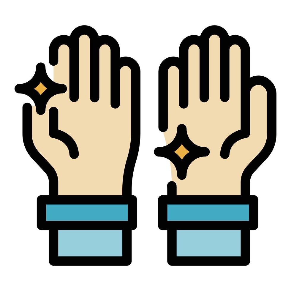 Shiny clean hands icon color outline vector