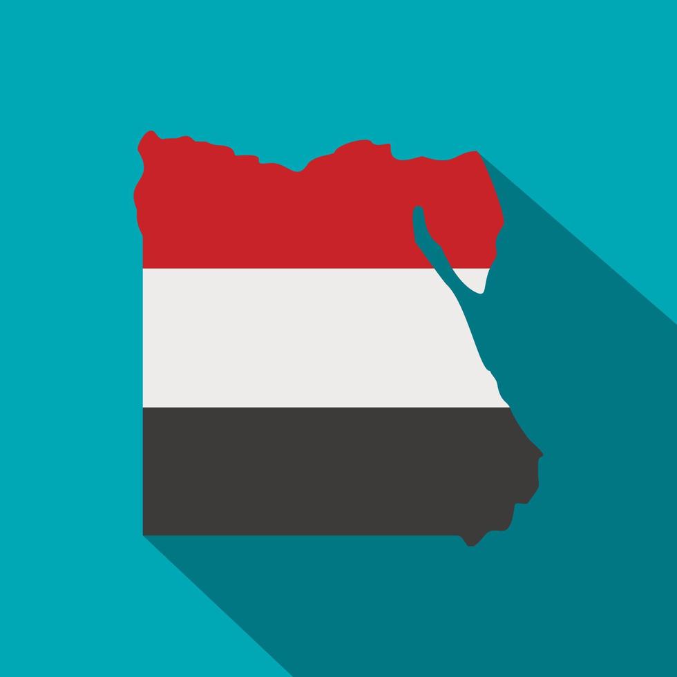 Map of Egypt in Egyptian flag colors icon vector