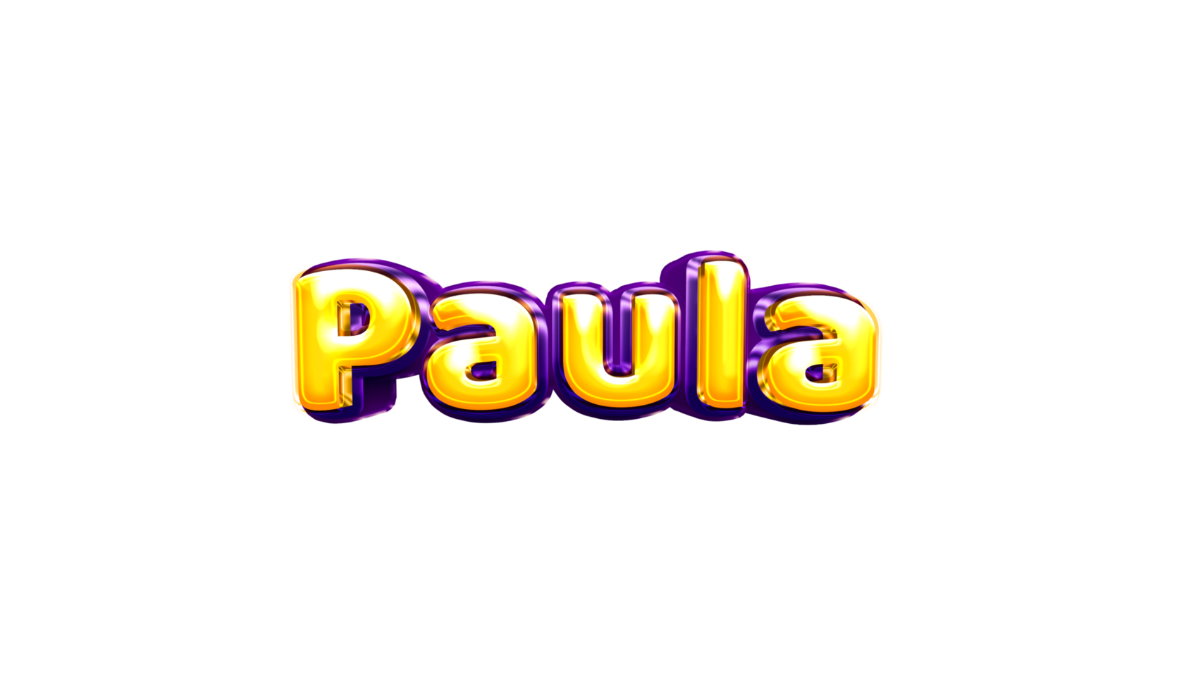 girls name sticker colorful party balloon birthday helium air shiny yellow purple cutout Paula Paula png