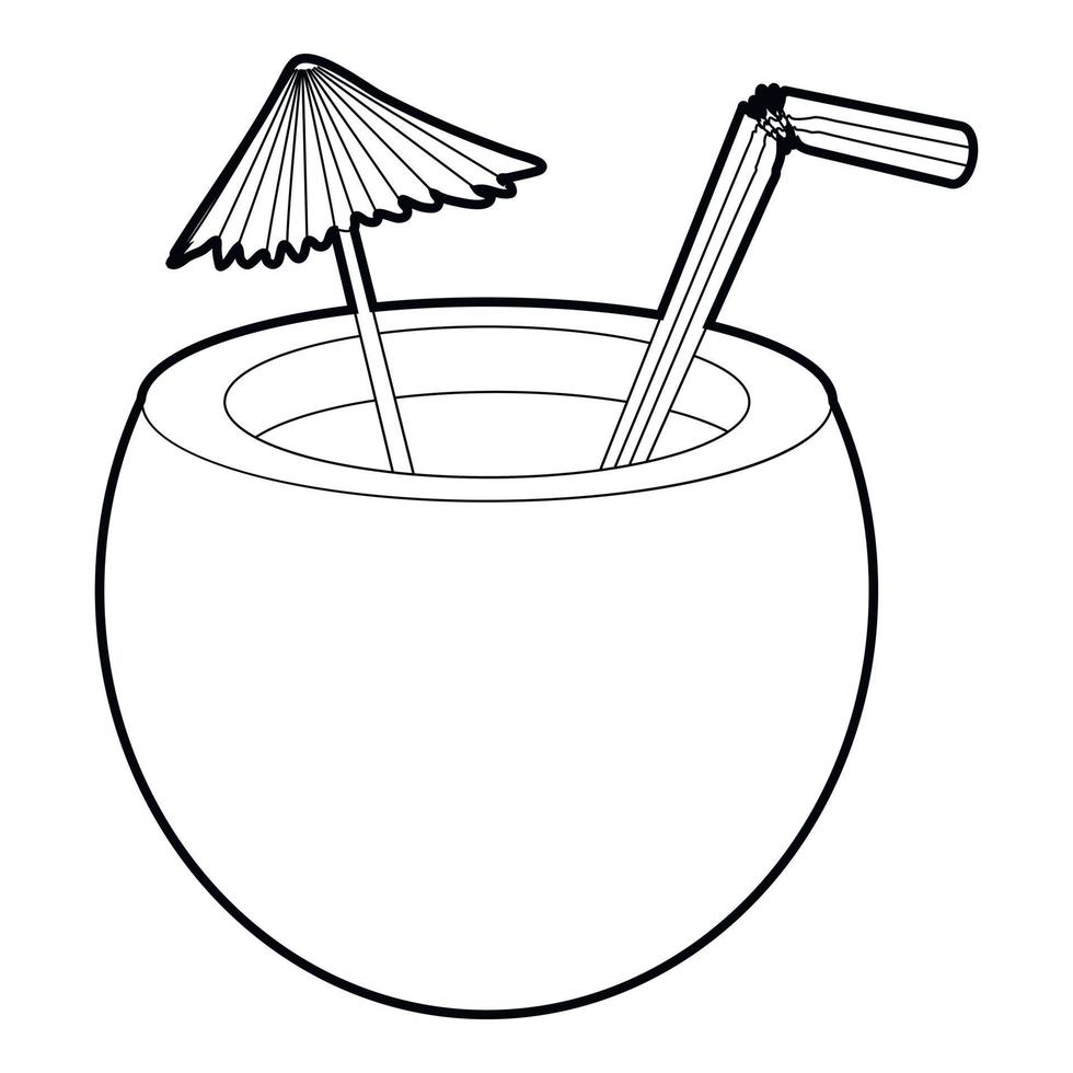 Coconut cocktail icon, isometric 3d style vector