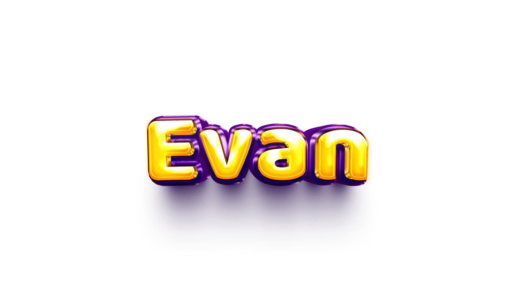 names of boy English helium balloon shiny celebration sticker 3d inflated Evan png