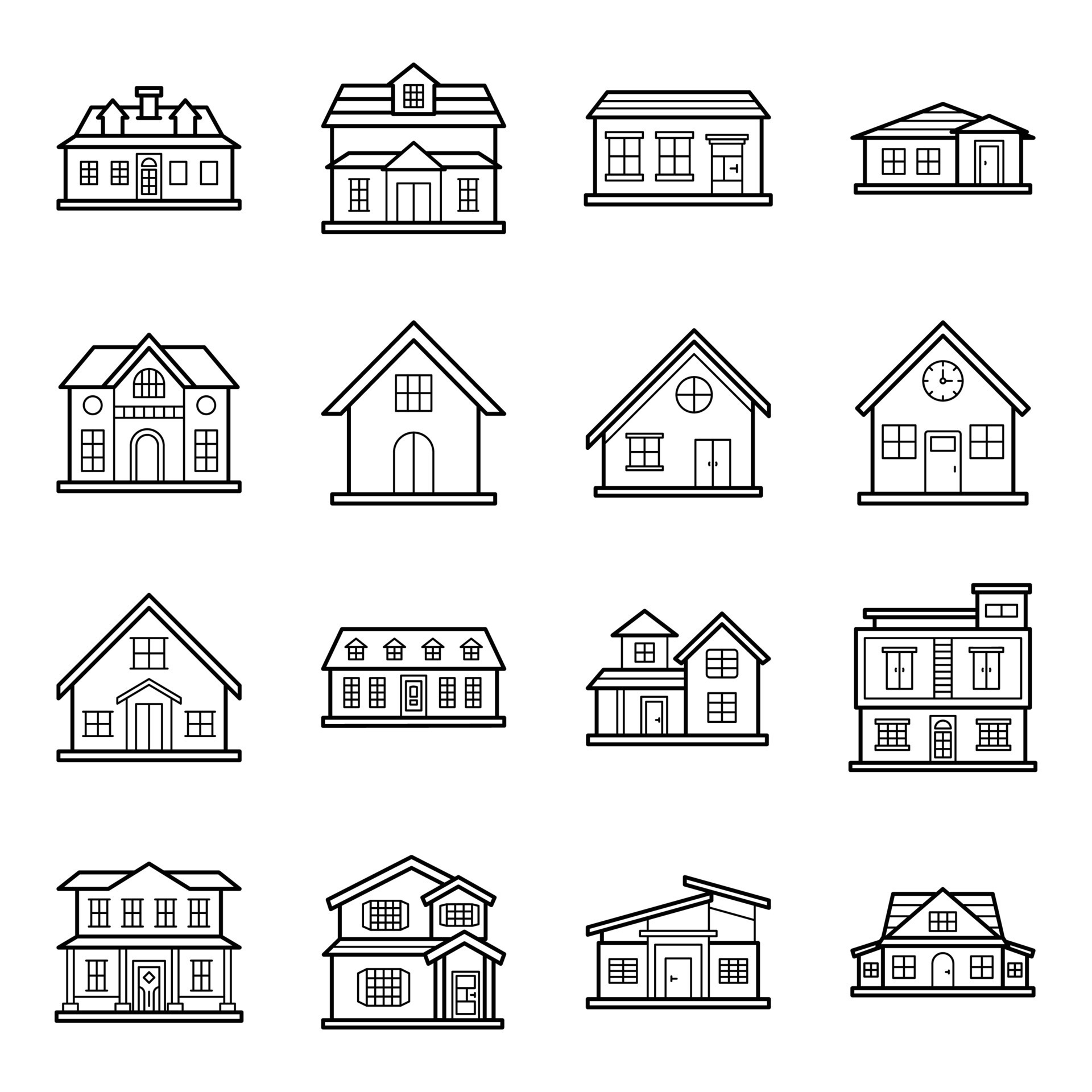 Buildings And Structures Line Icons 15234480 Vector Art at Vecteezy