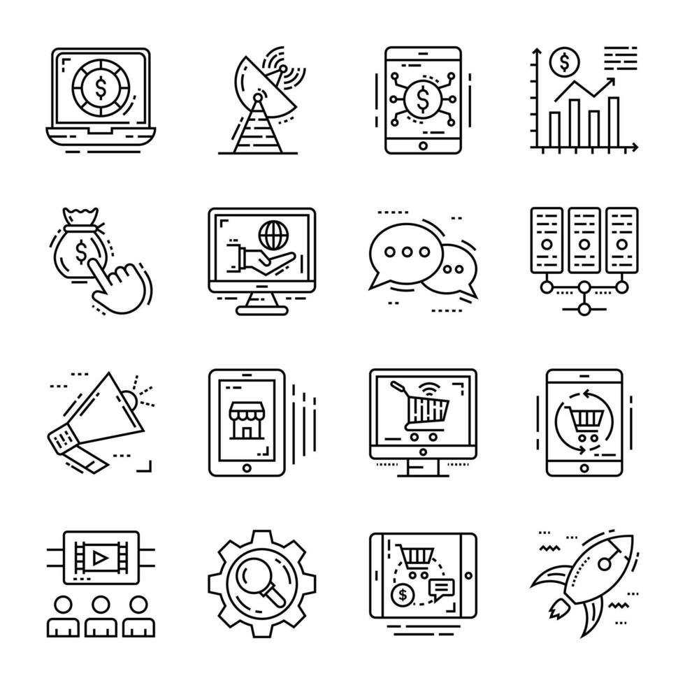 Solid Icons of Digital Money vector