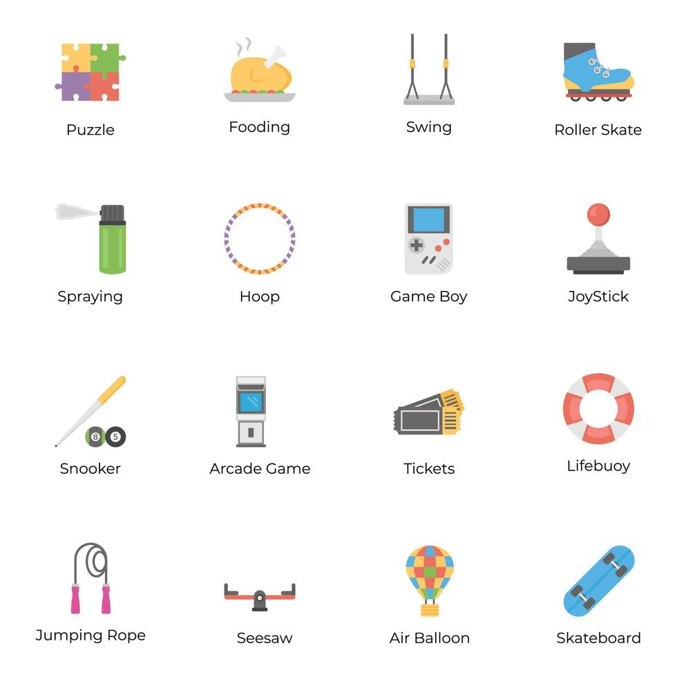 Hobbies and Fun Flat Icons Pack vector