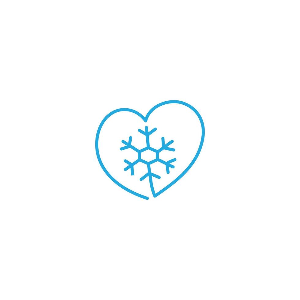 Love snow, snowflake, winter. Vector hand drawn line icon template