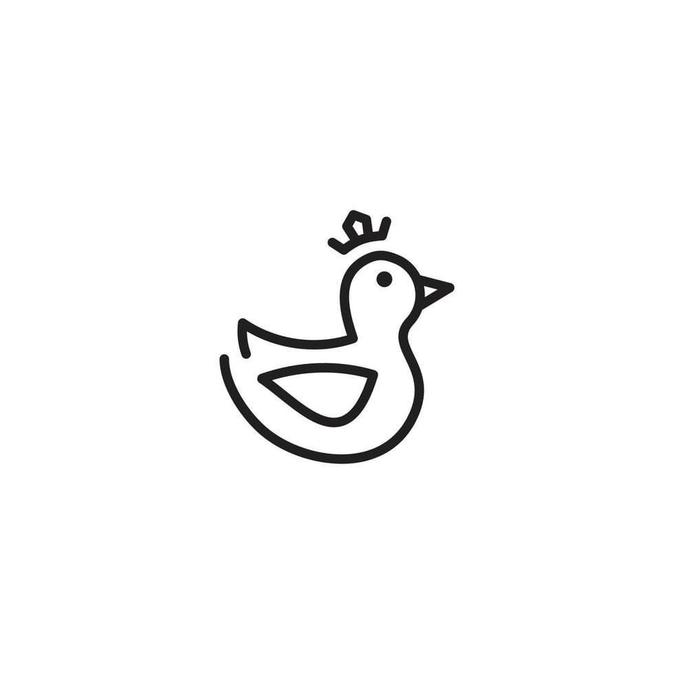 pato lindo único con corona. plantilla de icono de logotipo vectorial vector