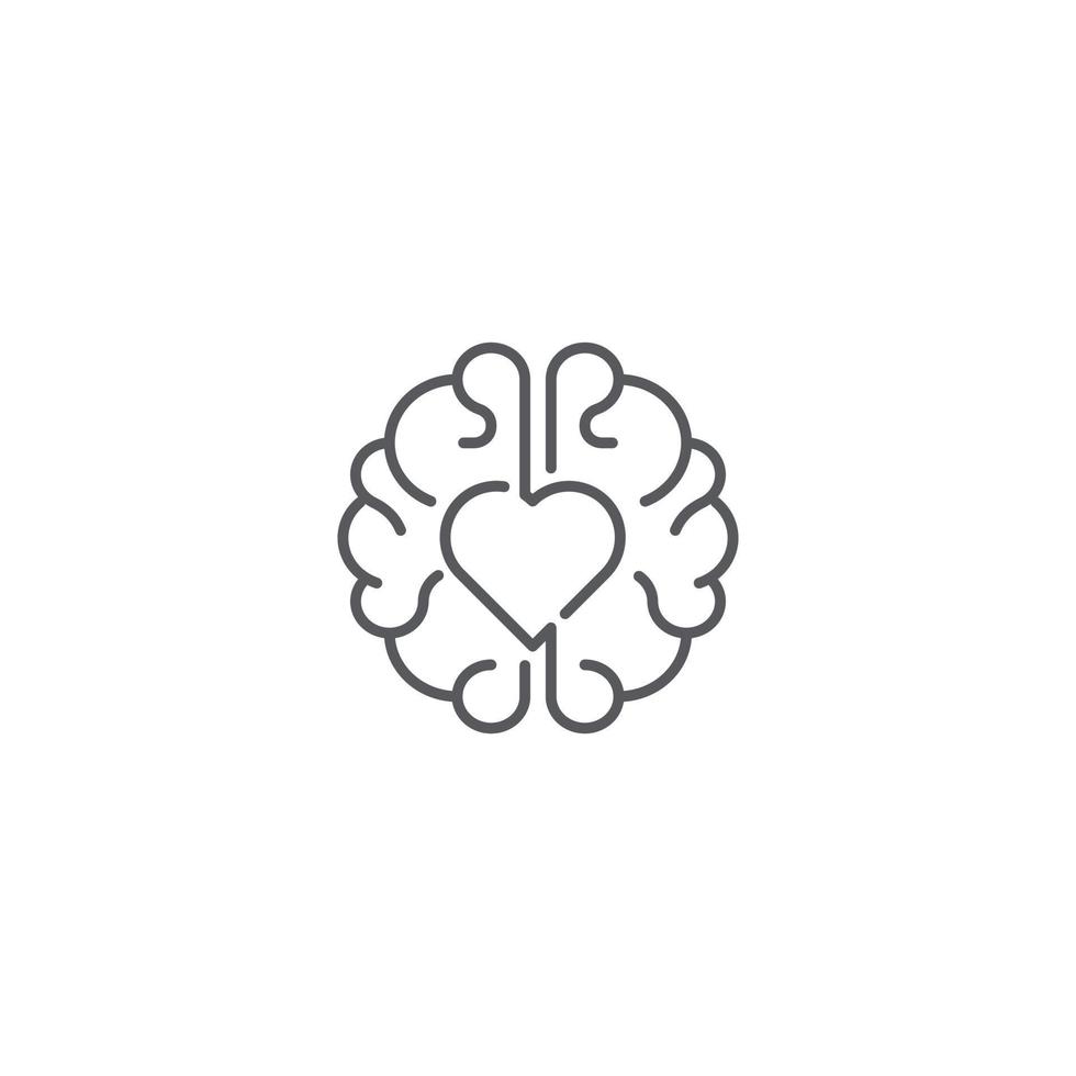 Rational love, brain heart. Vector logo icon template