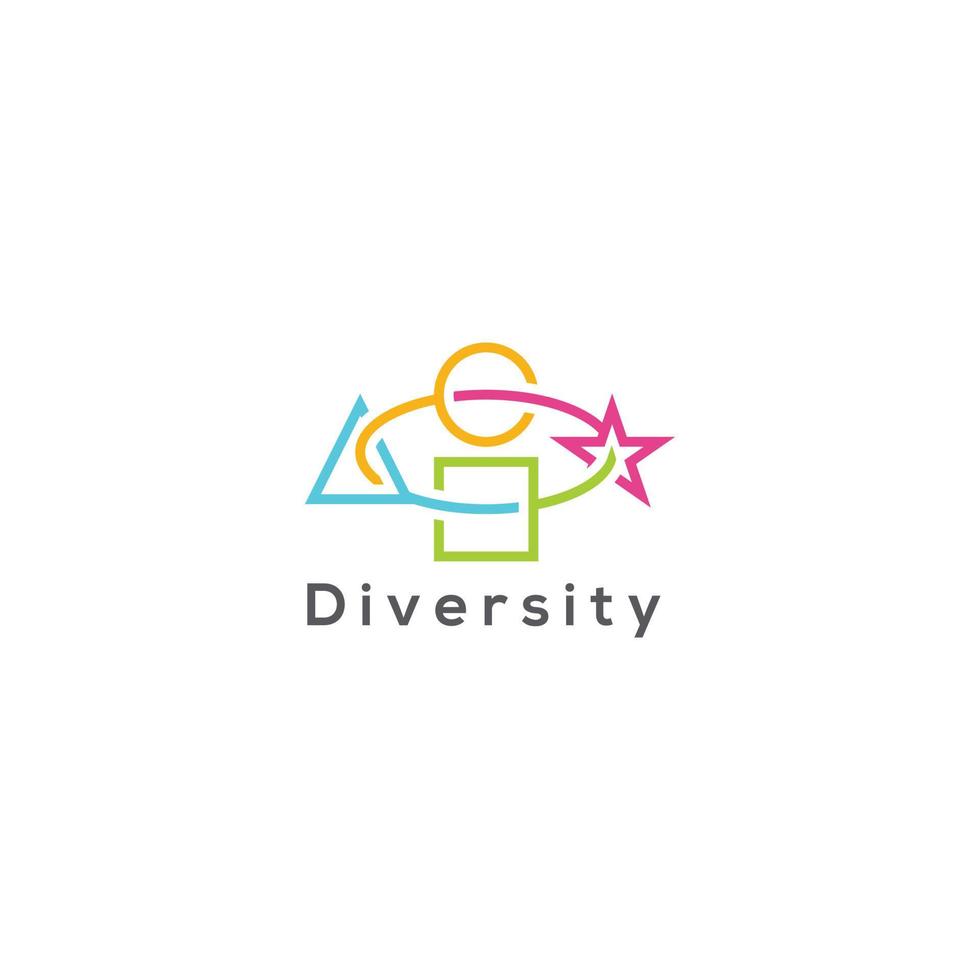 concepto creativo de diversidad. forma diferente, grupo de personas de carácter único. plantilla de icono de logotipo vectorial vector