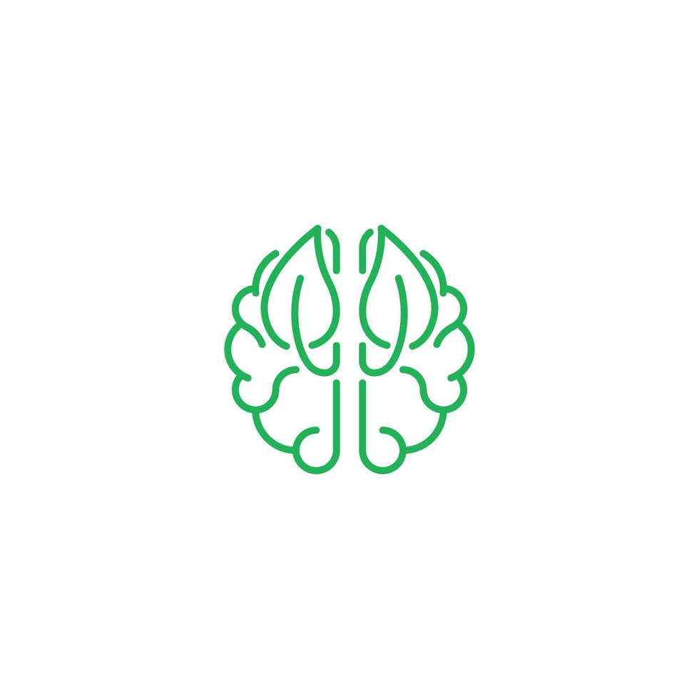 Brain health, nature brain, positive mind, eco. Vector logo icon template