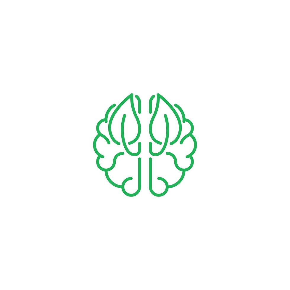 Brain health, nature brain, positive mind, eco. Vector logo icon template