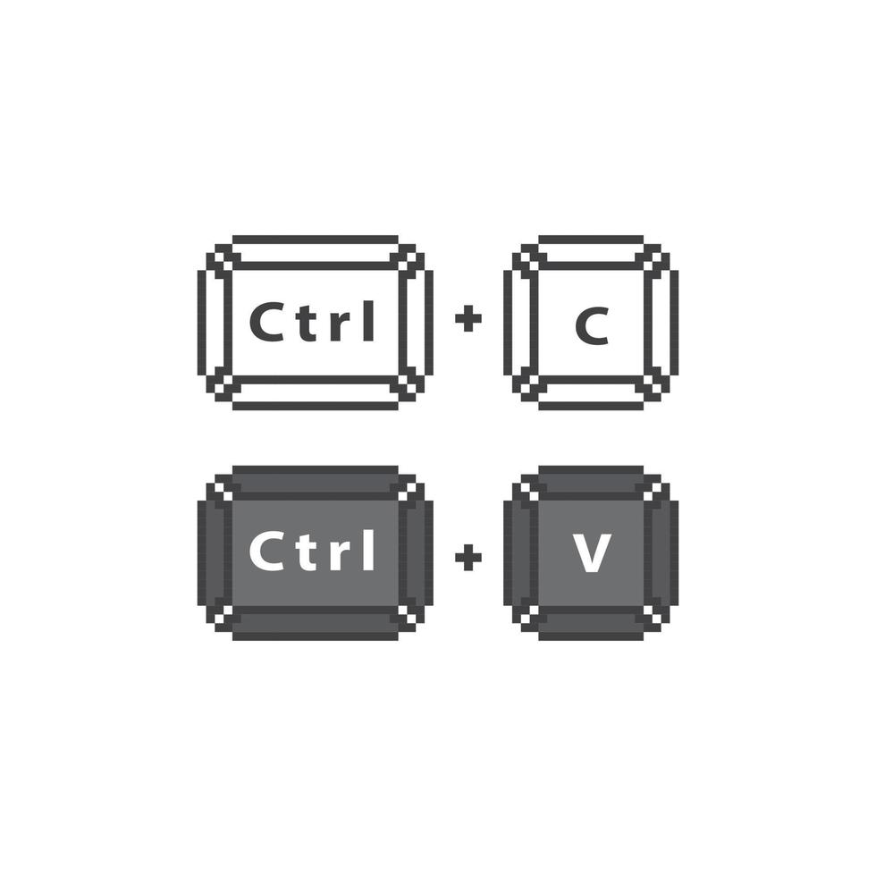 copiar y pegar, botón ctrl c y ctrl v. pixel art icono de 8 bits ilustración vectorial vector