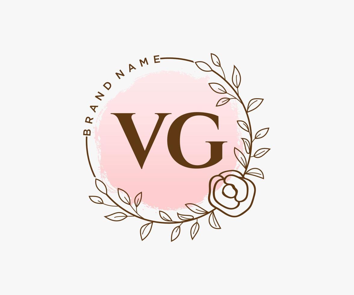 Initial VG feminine logo. Usable for Nature, Salon, Spa, Cosmetic and Beauty Logos. Flat Vector Logo Design Template Element.