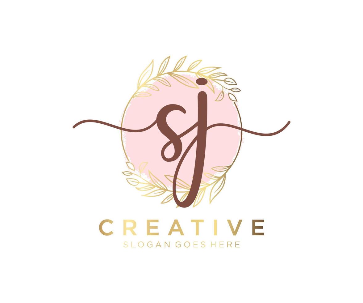 Initial SJ feminine logo. Usable for Nature, Salon, Spa, Cosmetic and Beauty Logos. Flat Vector Logo Design Template Element.