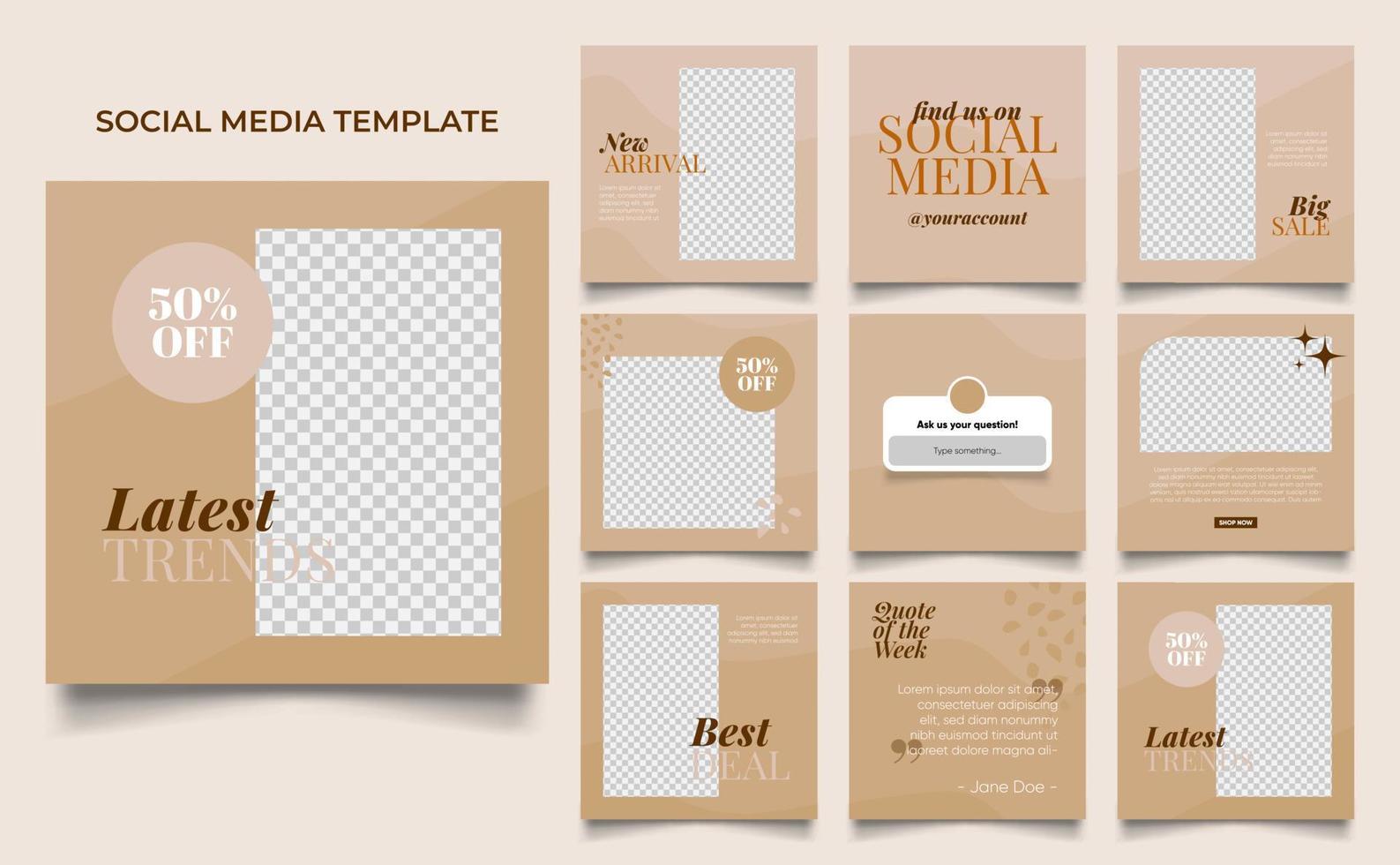 social media template banner fashion sale promotion in purple brown color vector