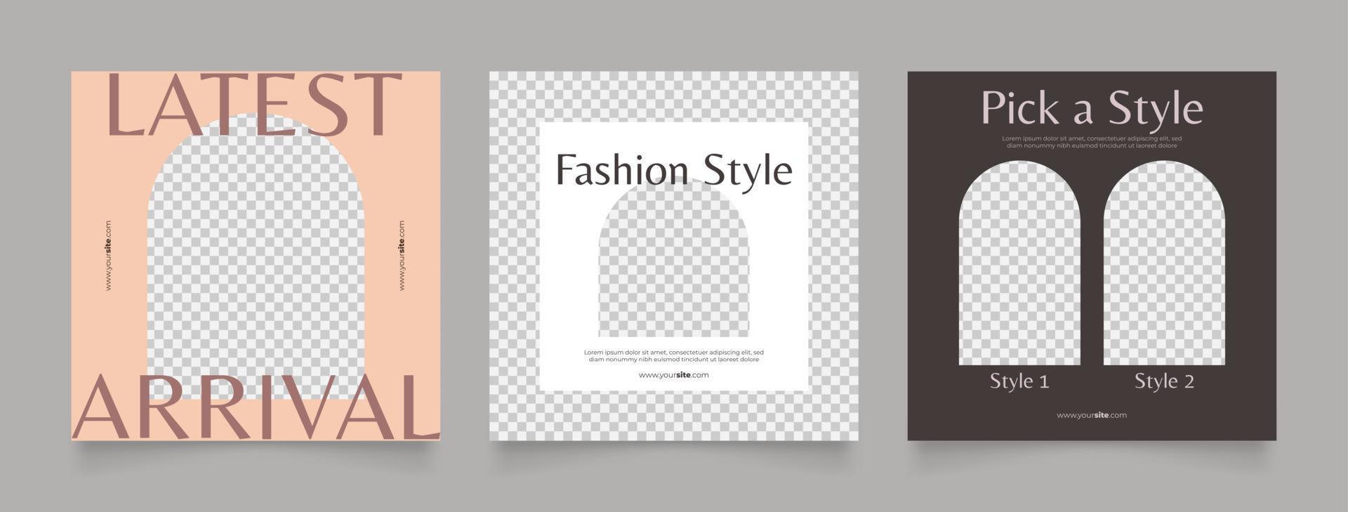 social media template banner fashion sale promotion in brown red color vector