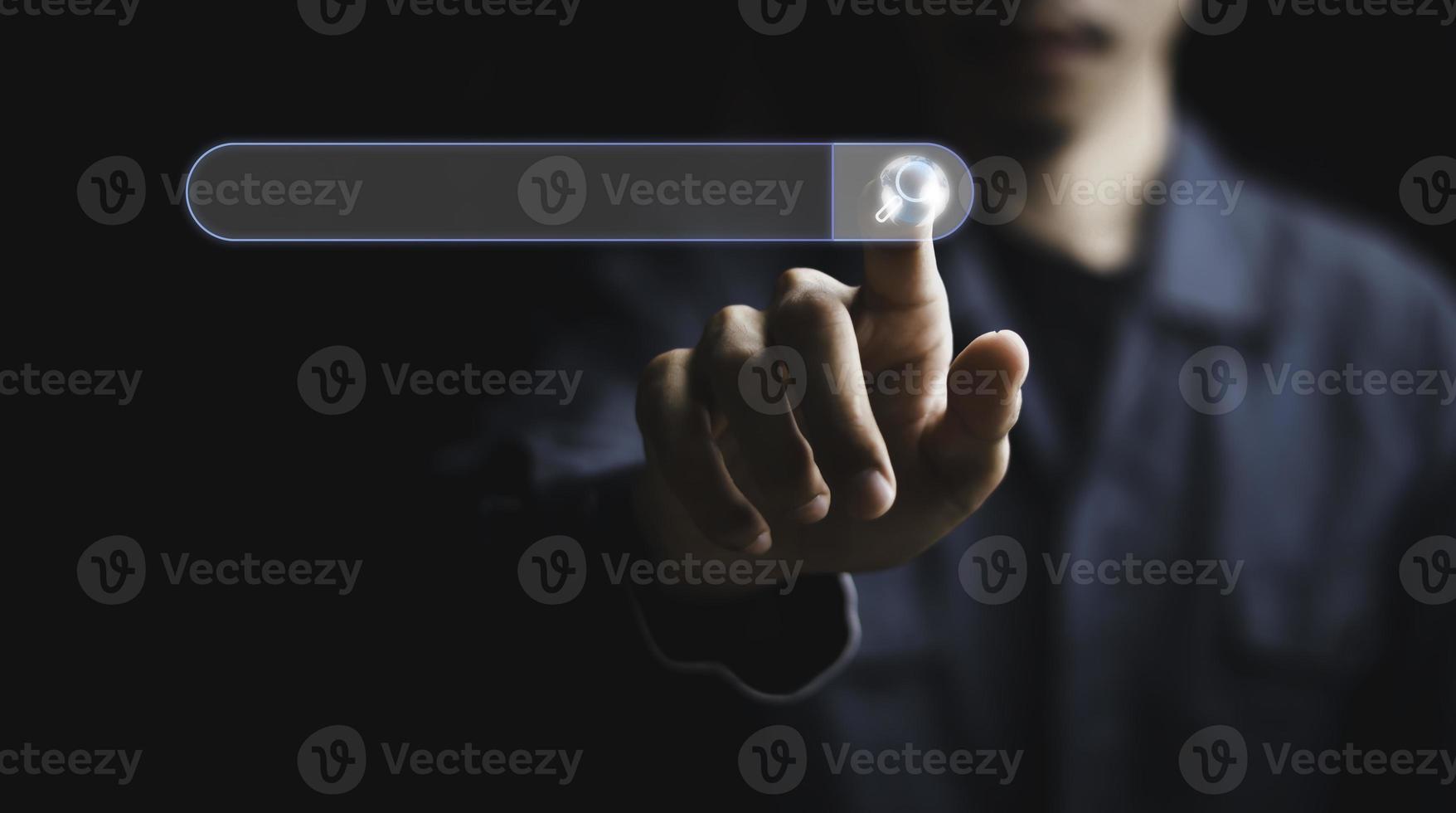 Businessman are touching the virtual screen on search engine optimization for find data on networking, SEO, Searching Browsing Internet Data Information Networking Concept. photo