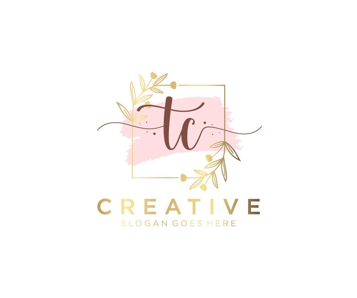 Initial TC feminine logo. Usable for Nature, Salon, Spa, Cosmetic and Beauty Logos. Flat Vector Logo Design Template Element.