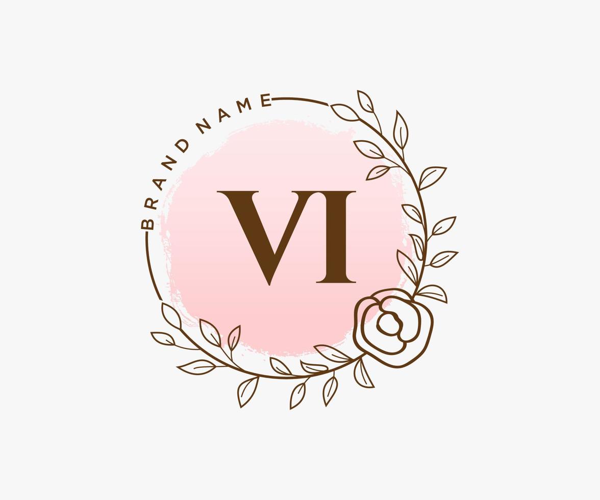 logotipo femenino vi inicial. utilizable para logotipos de naturaleza, salón, spa, cosmética y belleza. elemento de plantilla de diseño de logotipo de vector plano.