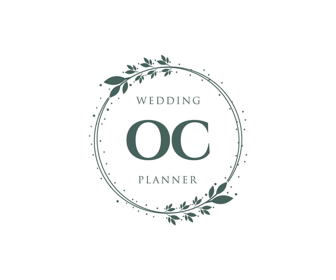 colección de logotipos de monograma de boda con letras iniciales oc, plantillas florales y minimalistas modernas dibujadas a mano para tarjetas de invitación, guardar la fecha, identidad elegante para restaurante, boutique, café en vector