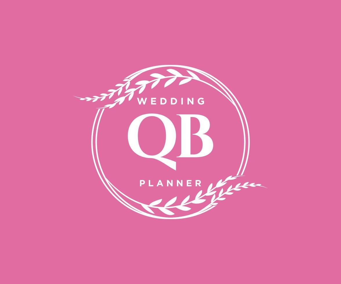 QB Initials letter Wedding monogram logos collection, hand drawn modern minimalistic and floral templates for Invitation cards, Save the Date, elegant identity for restaurant, boutique, cafe in vector