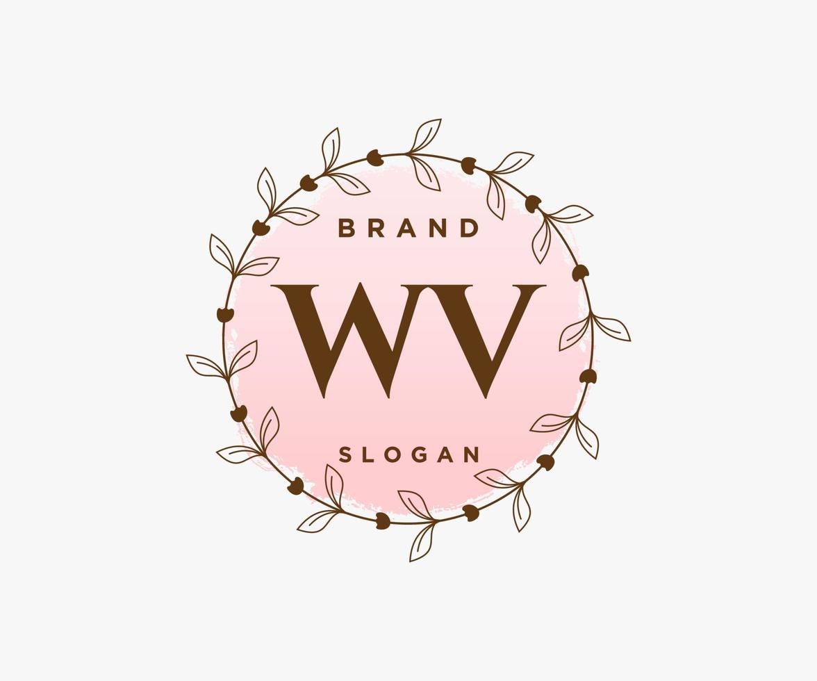 logotipo femenino wv inicial. utilizable para logotipos de naturaleza, salón, spa, cosmética y belleza. elemento de plantilla de diseño de logotipo de vector plano.