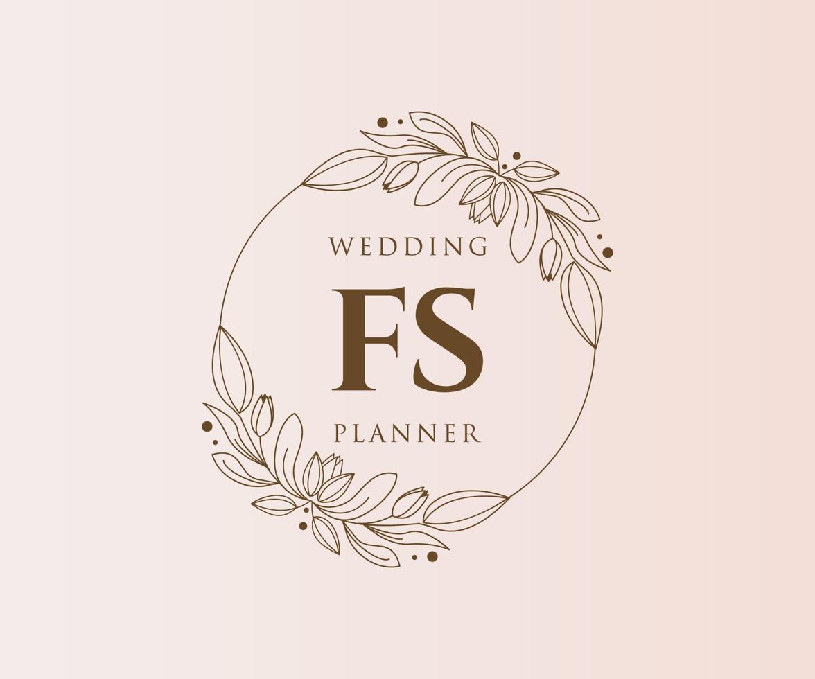 FS Initials letter Wedding monogram logos collection, hand drawn modern minimalistic and floral templates for Invitation cards, Save the Date, elegant identity for restaurant, boutique, cafe in vector