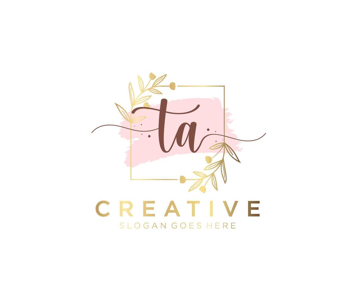 Initial TA feminine logo. Usable for Nature, Salon, Spa, Cosmetic and Beauty Logos. Flat Vector Logo Design Template Element.