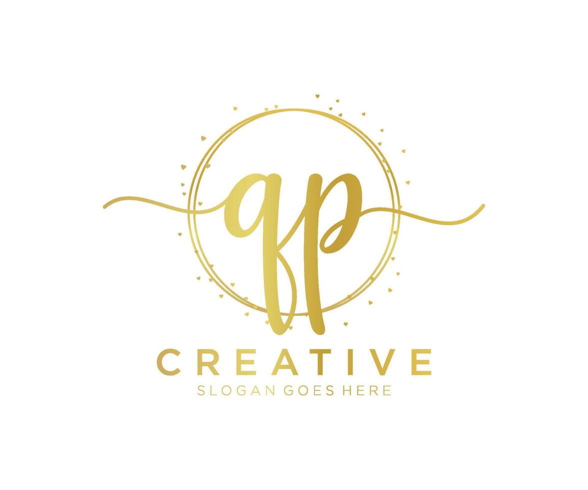 Initial QP feminine logo. Usable for Nature, Salon, Spa, Cosmetic and Beauty Logos. Flat Vector Logo Design Template Element.