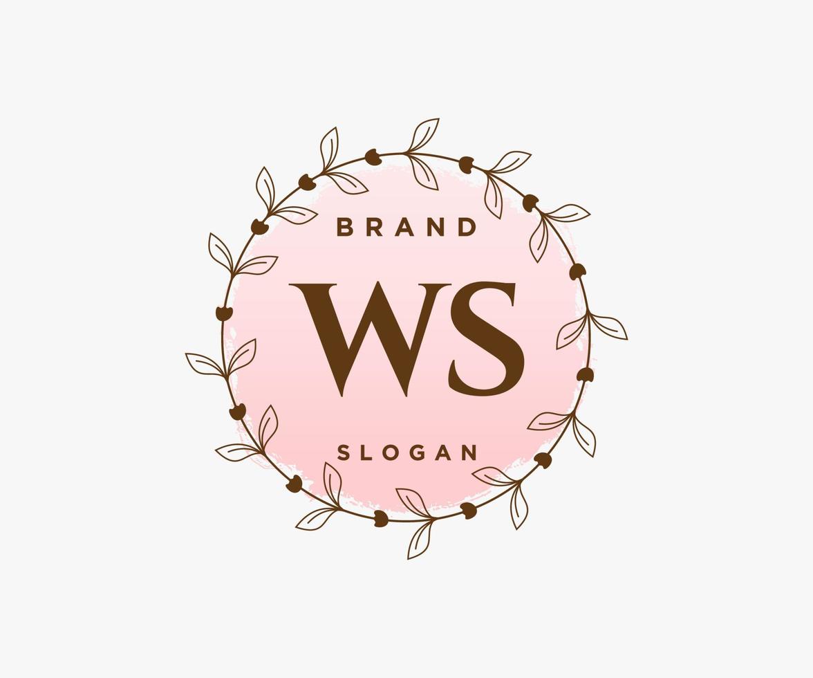 logotipo femenino ws inicial. utilizable para logotipos de naturaleza, salón, spa, cosmética y belleza. elemento de plantilla de diseño de logotipo de vector plano.