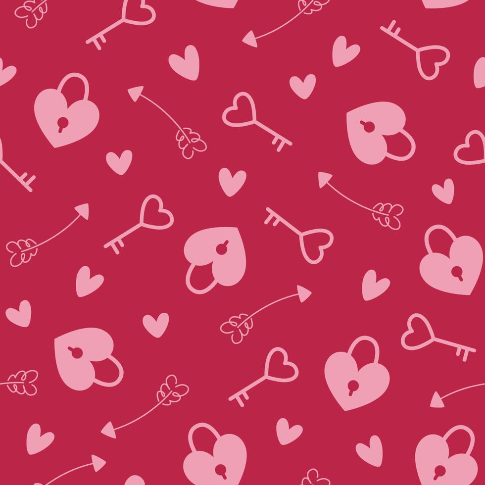 Minimalist seamless pattern for valentine's day in color Viva Magenta vector