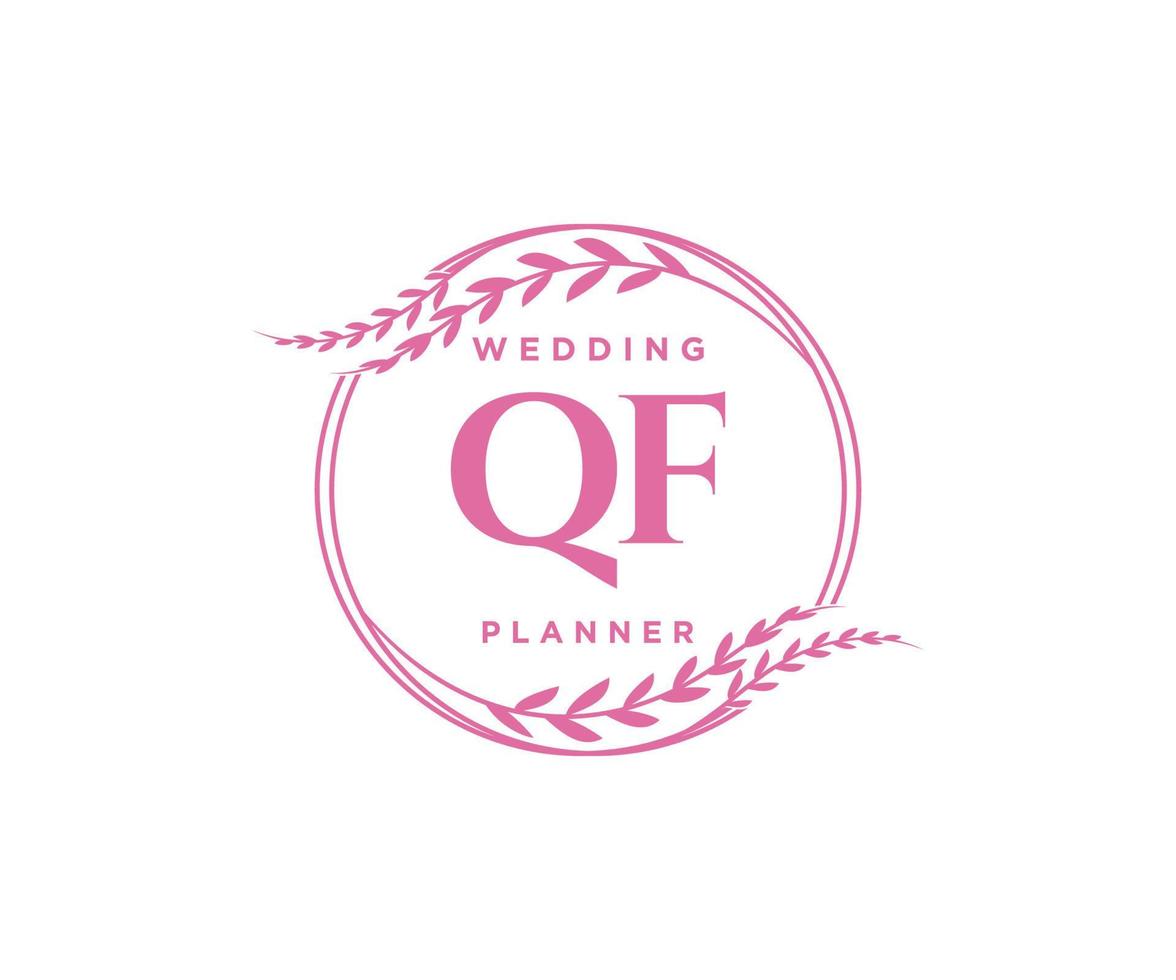 QF Initials letter Wedding monogram logos collection, hand drawn modern minimalistic and floral templates for Invitation cards, Save the Date, elegant identity for restaurant, boutique, cafe in vector