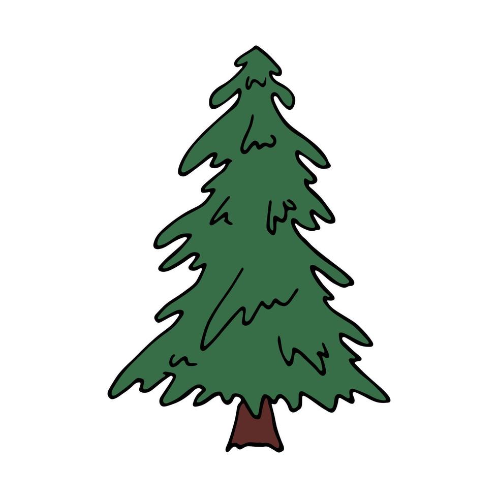 Christmas tree hand drawn clipart. Spruce doodle. Single element for card, print, web, design, decor vector