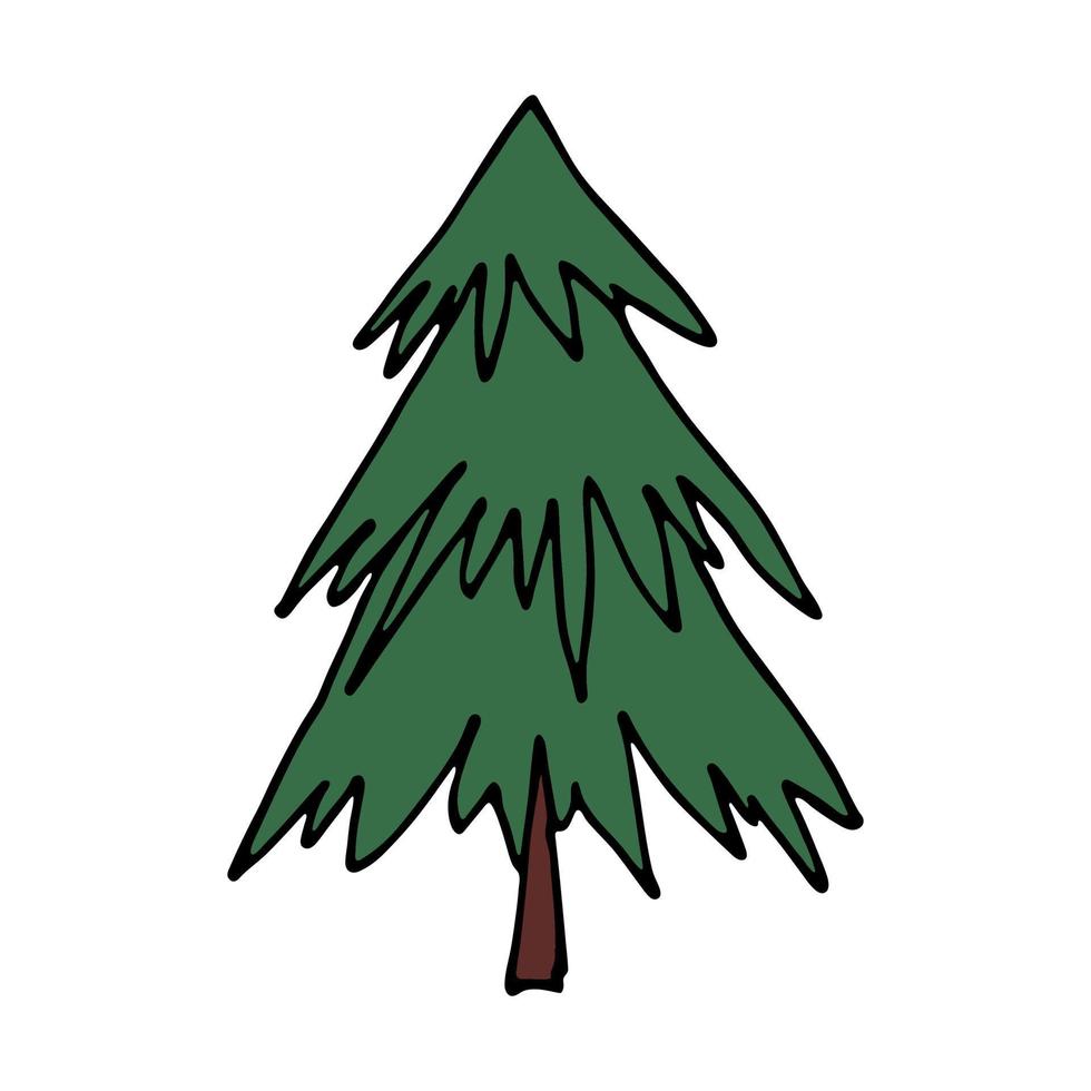 Christmas tree hand drawn clipart. Spruce doodle. Single element for card, print, web, design, decor vector