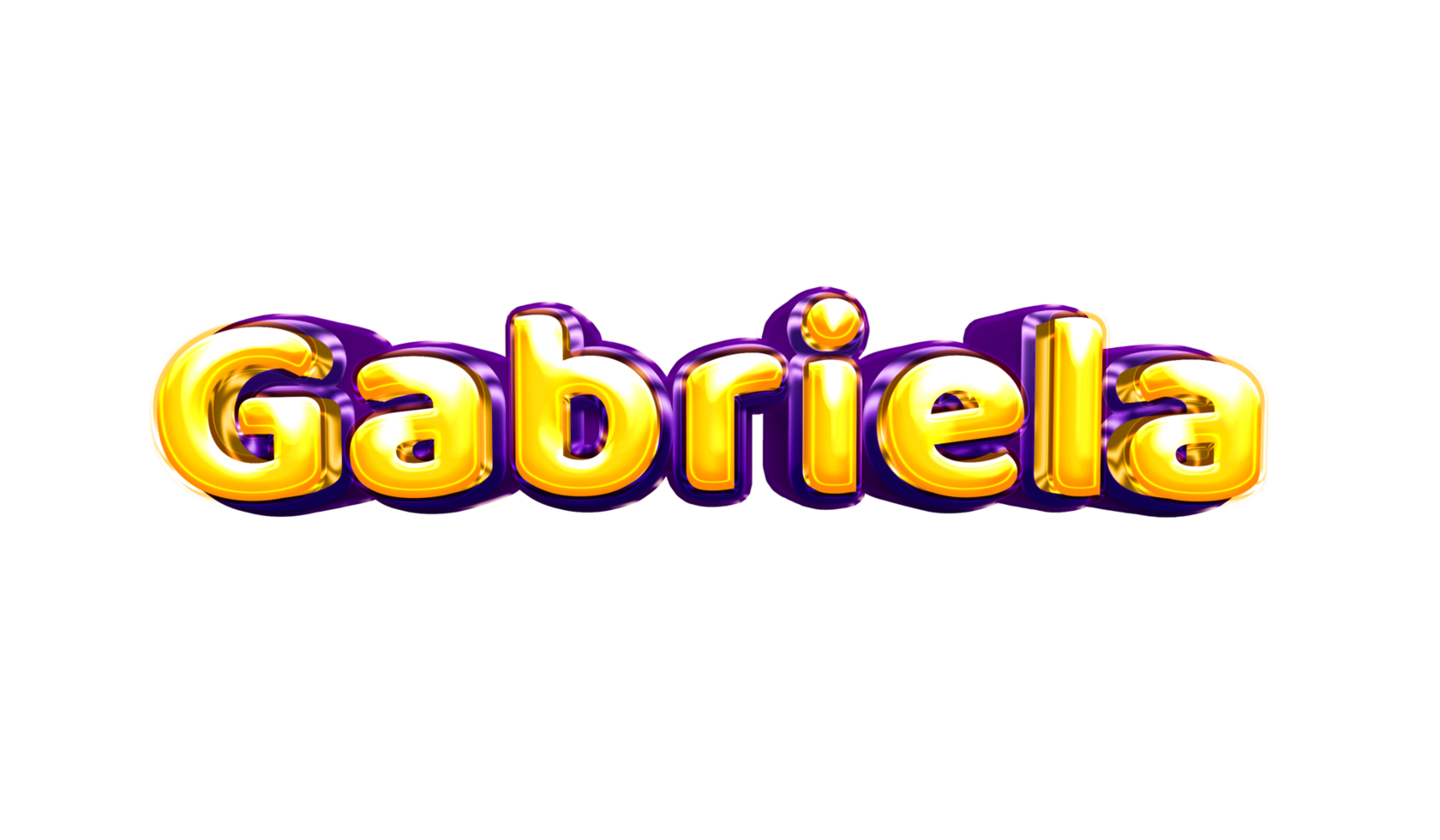 adesivo de nome de meninas colorido festa balão aniversário hélio ar brilhante amarelo roxo recorte gabriela gabriela png