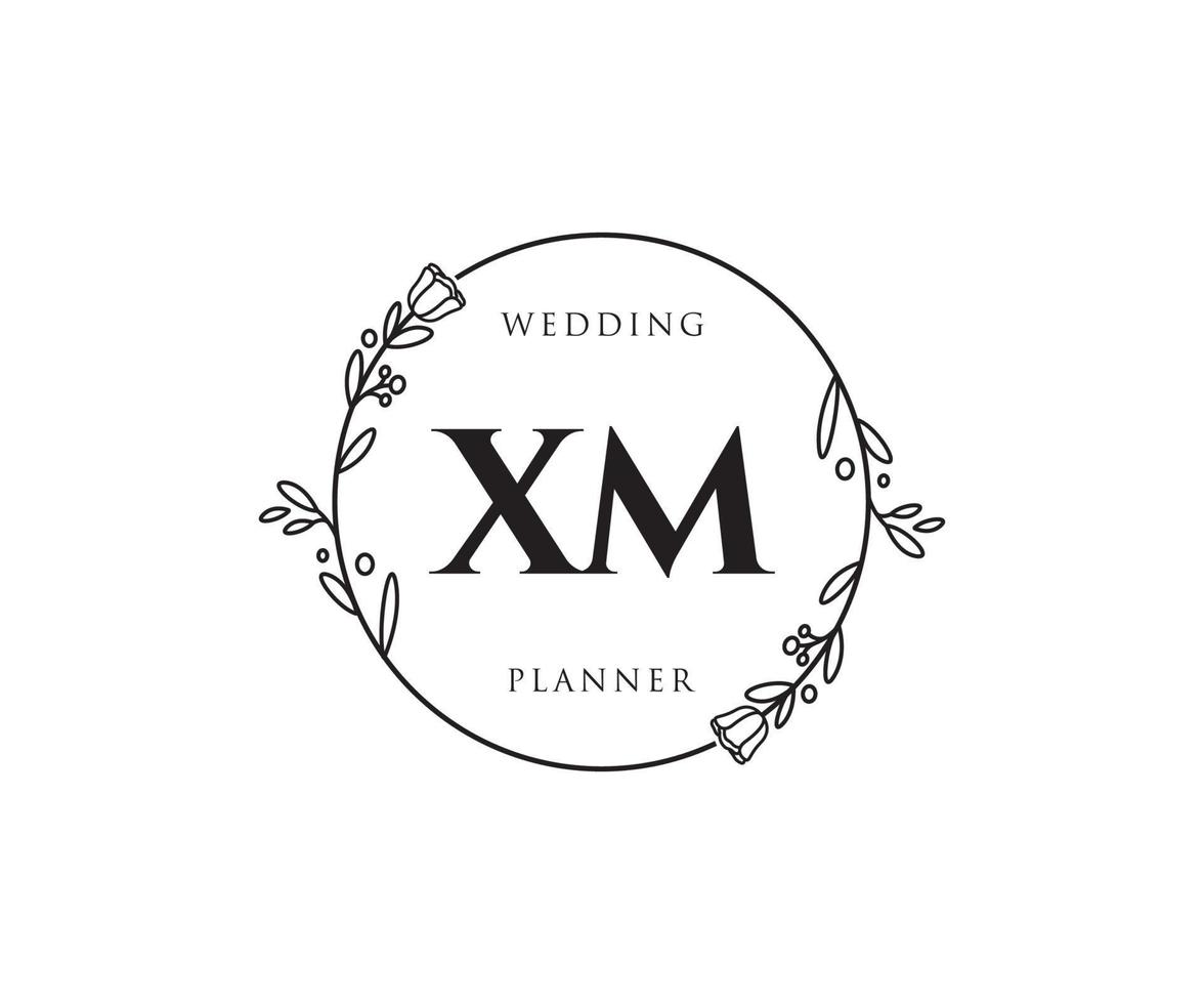 Initial XM feminine logo. Usable for Nature, Salon, Spa, Cosmetic and Beauty Logos. Flat Vector Logo Design Template Element.