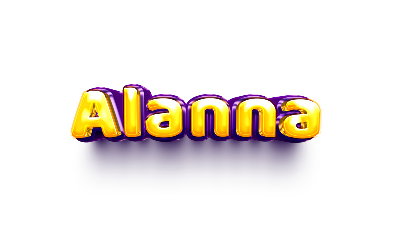 names of girls English helium balloon shiny celebration sticker 3d inflated Alanna png