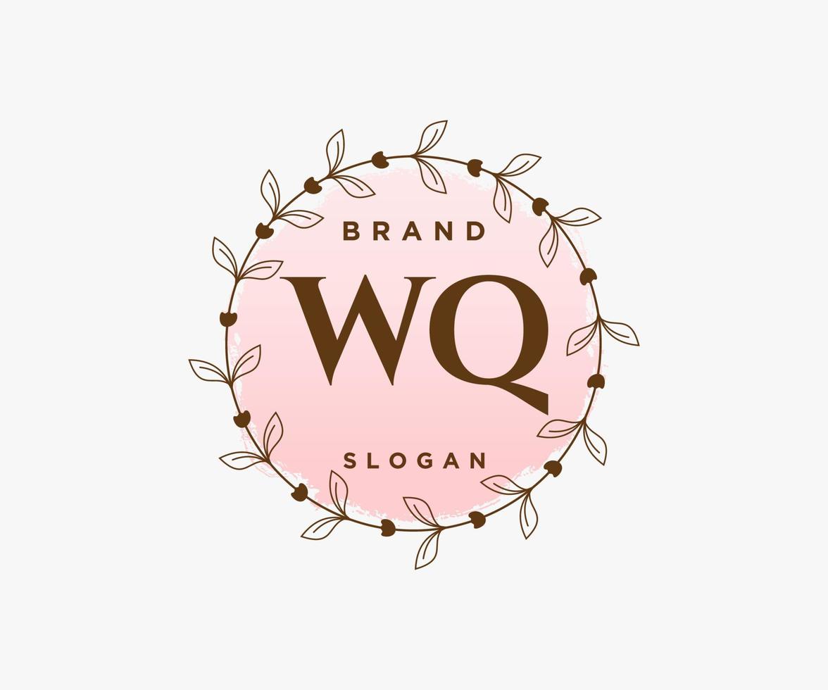 Initial WQ feminine logo. Usable for Nature, Salon, Spa, Cosmetic and Beauty Logos. Flat Vector Logo Design Template Element.