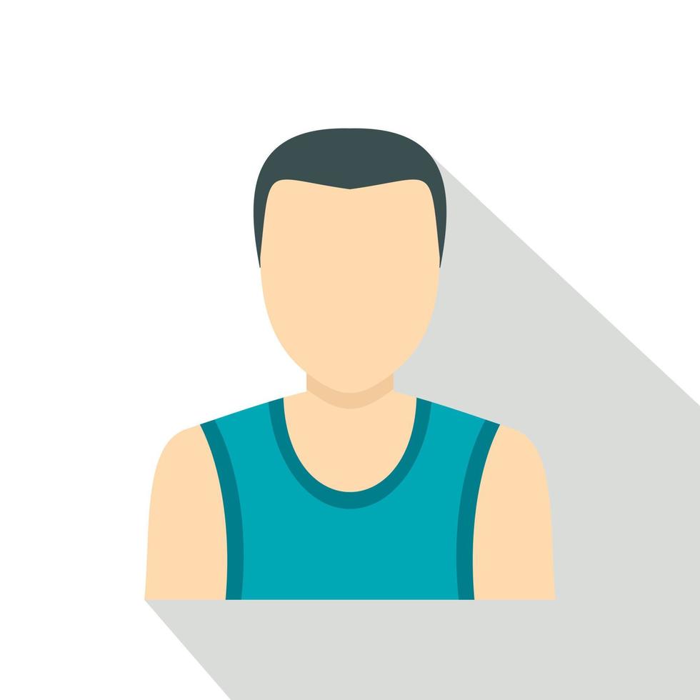 Dark haired man in a vest icon, flat style vector