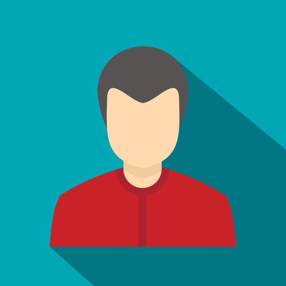 Young man in a red shirt icon, flat style vector