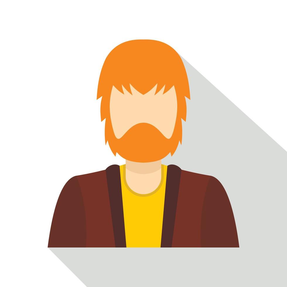 Haired man with beard icon, flat style vector