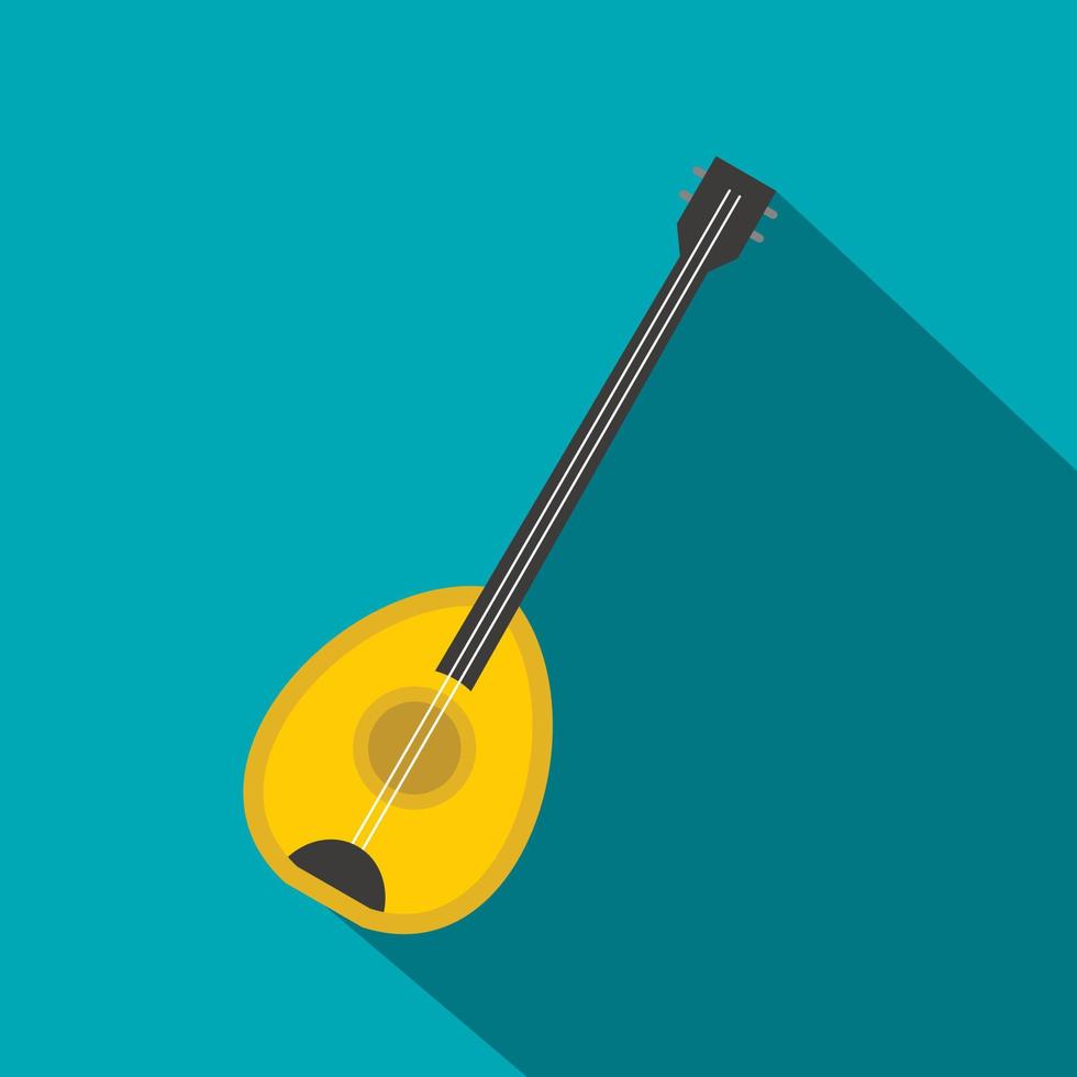 Saz baglama music instrument icon, flat style vector