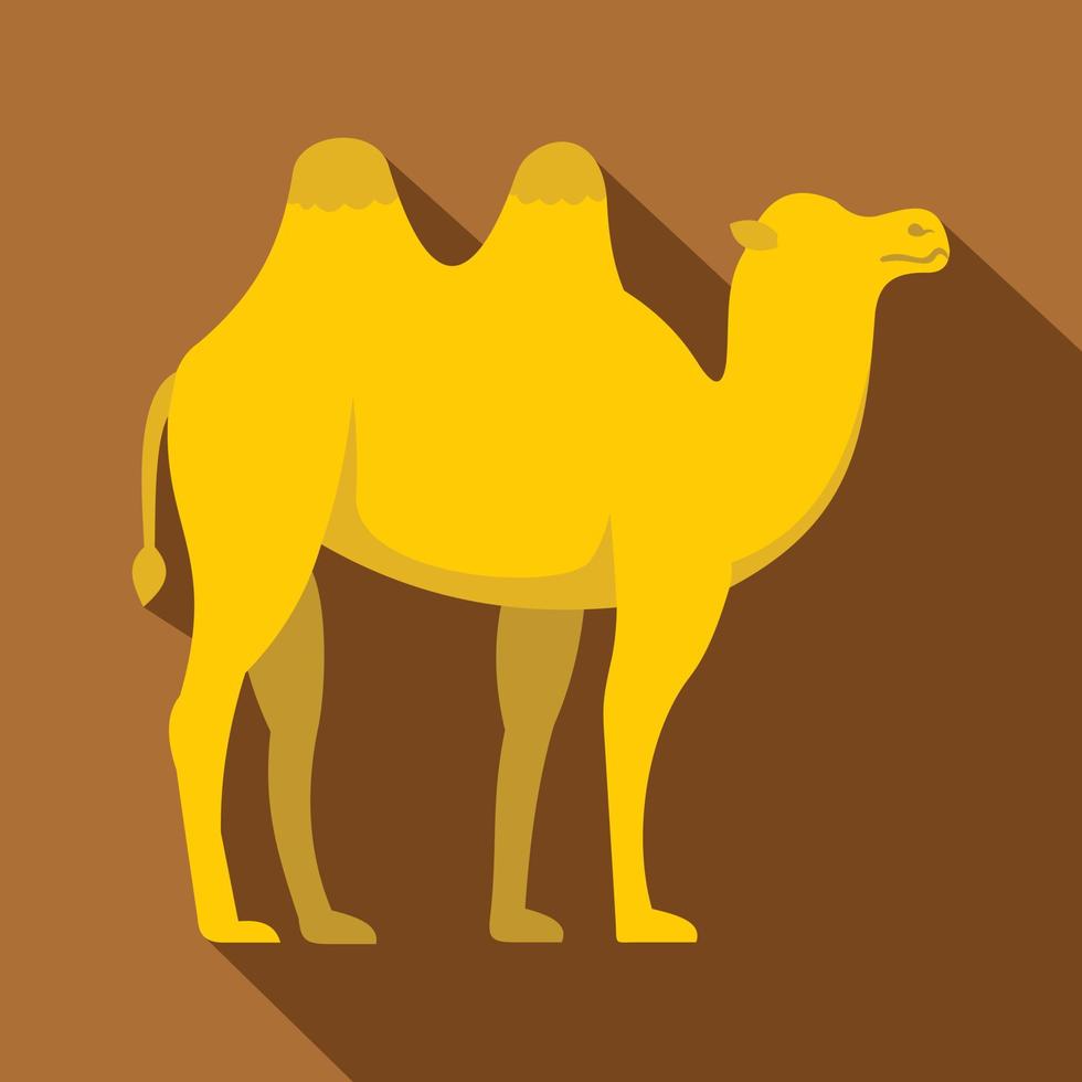 Yellow camel icon, flat style vector