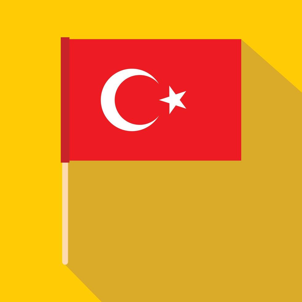 Flag of Turkey icon, flat style vector