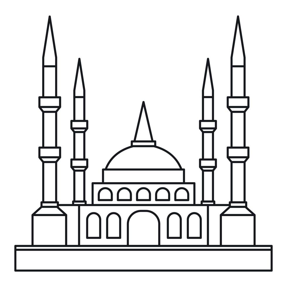 icono de la mezquita musulmana, estilo de esquema vector