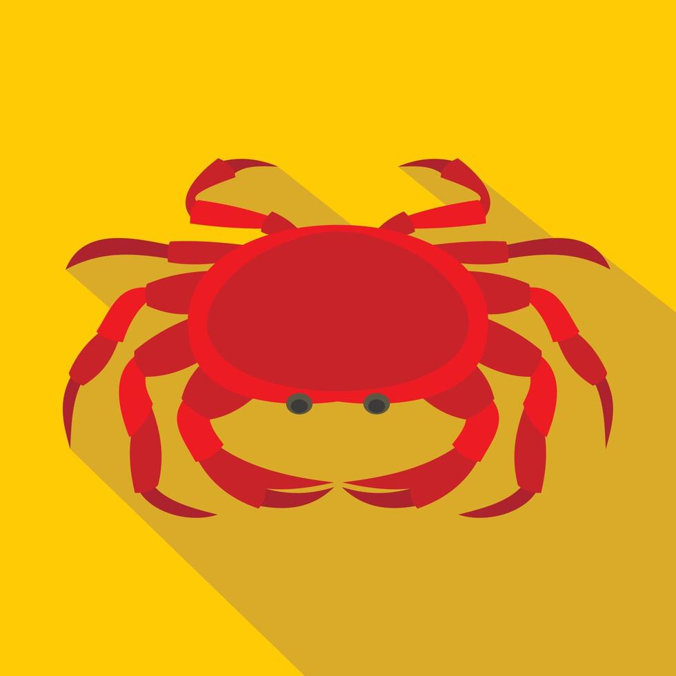 Big red crab icon, flat style vector