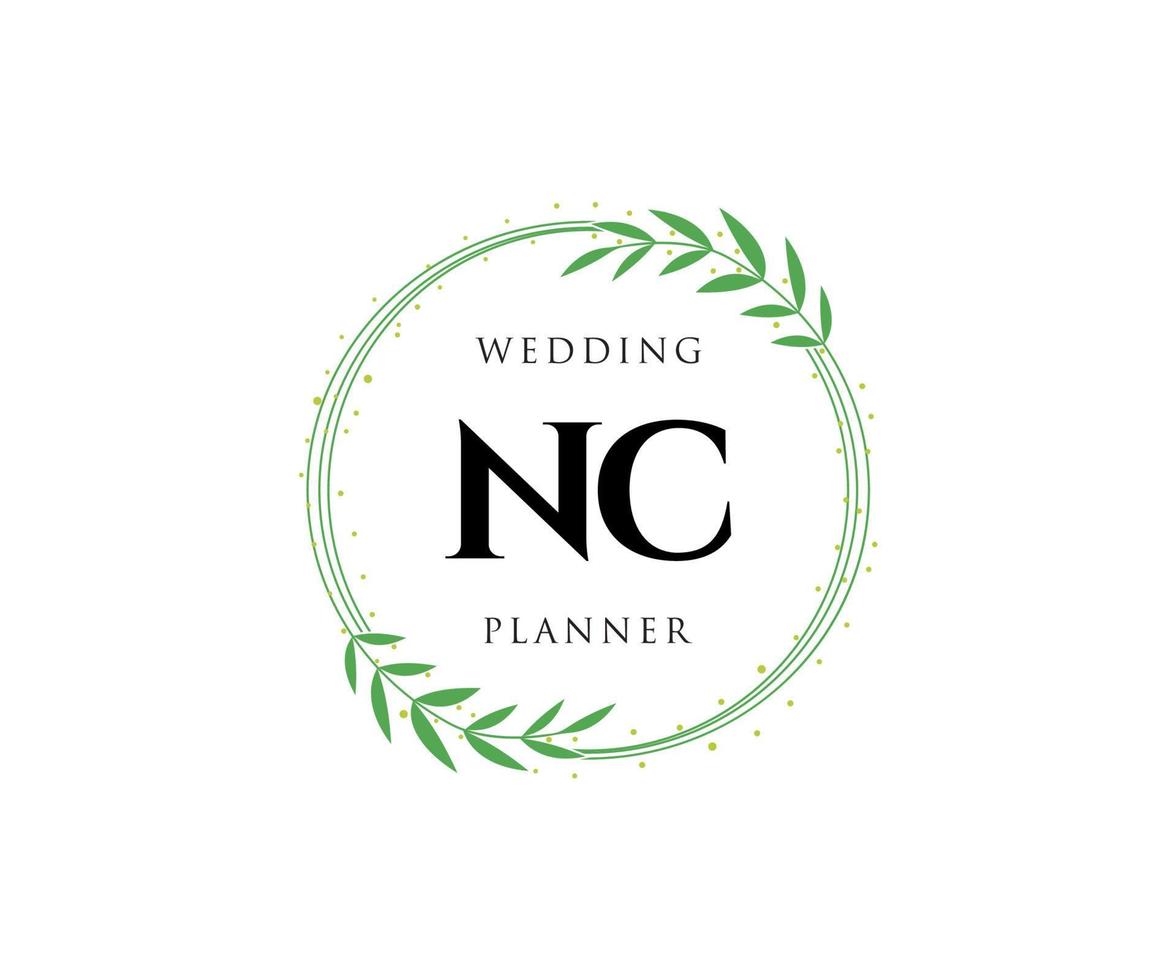 NC Initials letter Wedding monogram logos collection, hand drawn modern minimalistic and floral templates for Invitation cards, Save the Date, elegant identity for restaurant, boutique, cafe in vector