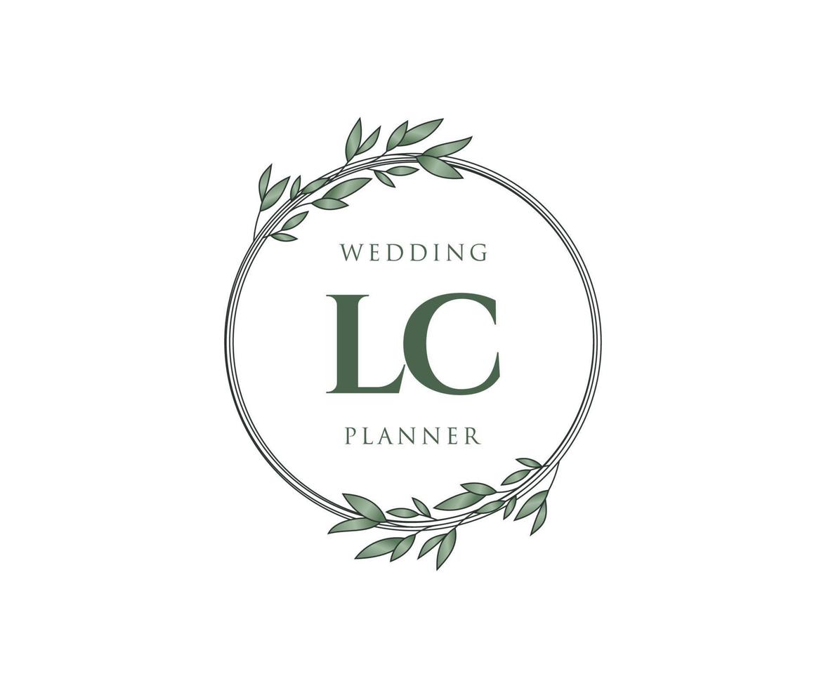 colección de logotipos de monograma de boda con letras iniciales de lc, plantillas florales y minimalistas modernas dibujadas a mano para tarjetas de invitación, guardar la fecha, identidad elegante para restaurante, boutique, café en vector